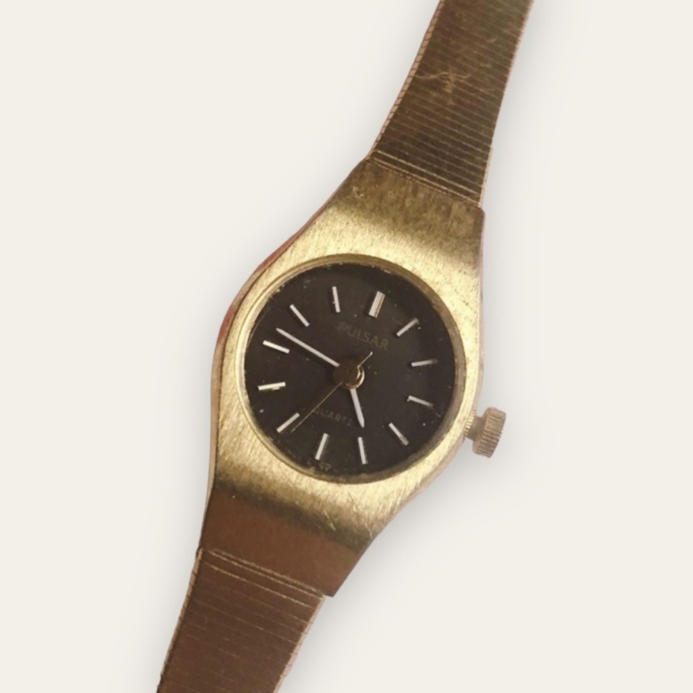Vintage Pulsar Classy Gold Tone Wrist Watch - For Parts, Doesn't Run